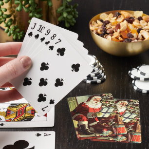 Jeu De Cartes Noël vintage, Père Noël rétro avec cadeaux