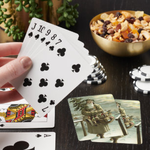 Jeu De Cartes Noël vintage, Père Noël victorien avec des jouets