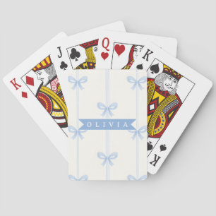Jeu De Cartes Nœud Bleu Personnalisé Coquette Nom Esthétique