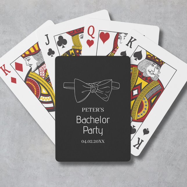Jeu De Cartes Nœud papillon personnalisé noir enterrement de vie (Bow Tie Custom Black Bachelor Party Poker Cards
)