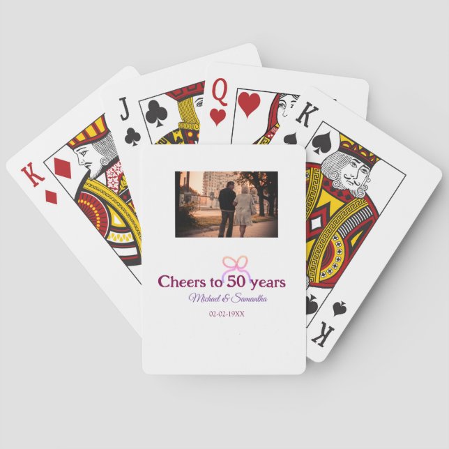 Jeu De Cartes Nœud rose pour 50 ans de mariage  (dos)