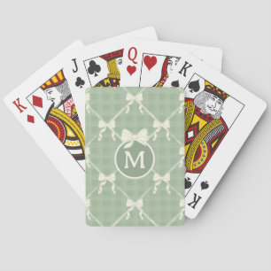 Jeu De Cartes Nœuds Coquette Gingham Monogramme Crème Vert Sauge