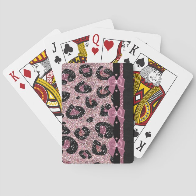 Jeu De Cartes Nœuds ruban imprimé léopard rose rockabilly RAB (dos)
