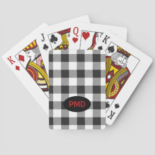 Jeu De Cartes Noir blanc Buffle Plaid Vérifier Monogramme Initia
