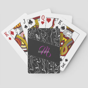 Jeu De Cartes Noir blanc damas abstrait motif Monogramme