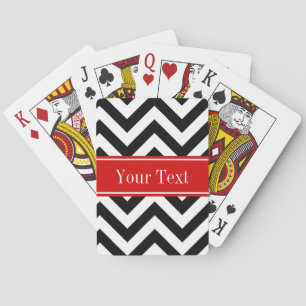 Jeu De Cartes Noir Blanc LG Chevron Rouge Nom Monogramme