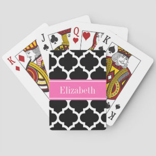 Jeu De Cartes Noir Blanc Marocain #5 Hot Rose #2 Nom Monogramme