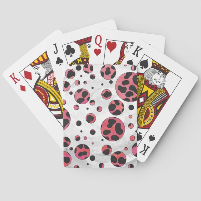 Jeu De Cartes Noir dalmate et rouge avec Pois (dos)
