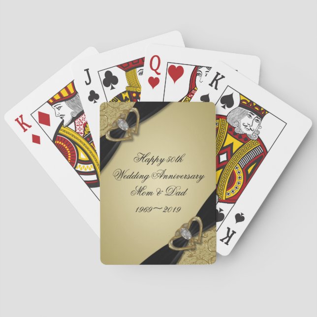 Jeu De Cartes Noir d'or 50e anniversaire Mariage (dos)