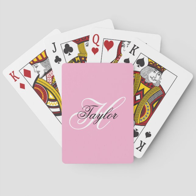 Jeu De Cartes Noir et blanc Fatigue Monogramme rose (dos)
