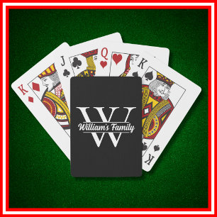 Jeu De Cartes Noir et blanc   Monogramme simple de nom de famill
