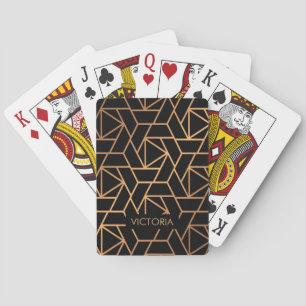 Jeu De Cartes Noir et motif élégant d'or