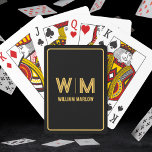Jeu De Cartes Noir et or Personnalisé Monogramme et Nom Personna<br><div class="desc">Noir et Or Personnalisé Monogramme & Nom Cartes de Jeu Personnalisées</div>