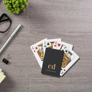 Jeu De Cartes Noir or monogramme initiales personnalisation mode
