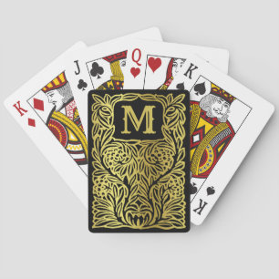 Jeu De Cartes Noir Or Monogramme Vintage Luxe Personnalisé