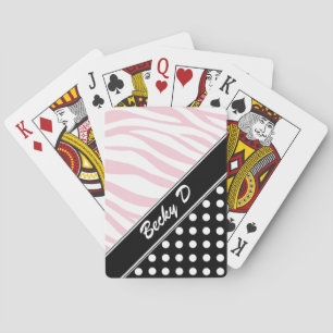 Jeu De Cartes Noir Polka Dot rose Zebra Imprimer Cartes De Lectu