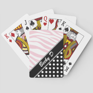 Jeu De Cartes Noir Polka Dot rose Zebra Imprimer Cartes De Lectu