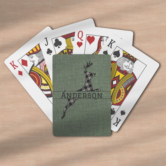 Jeu De Cartes Noir Rustique Moderne Et Blanc Plaid Deer (Créateur téléchargé)