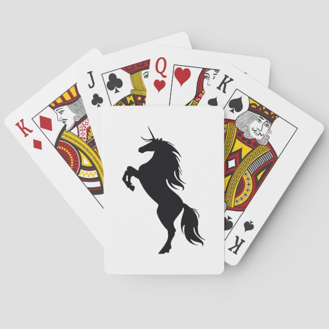 Jeu De Cartes Noir Unicorne Silhouette Jouer Cartes (dos)