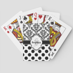 Jeu De Cartes Noir Vintage Damask migte Pois