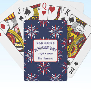 Jeu De Cartes Nom, 250 Ans d'Amérique 1776-2026 Feux d'Artifice 