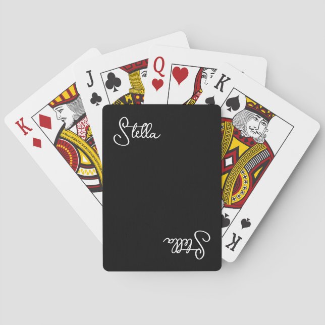 Jeu De Cartes Nom blanc imprimé sur Noir minimal (dos)