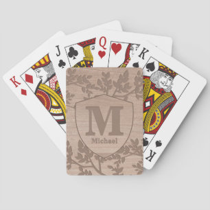 Jeu De Cartes Nom bohème Brown en bois Monogramme