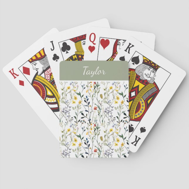 Jeu De Cartes Nom botanique de fleur sauvage à l'aquarelle (dos)
