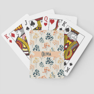 Jeu De Cartes Nom botanique vintage orange et vert de printemps