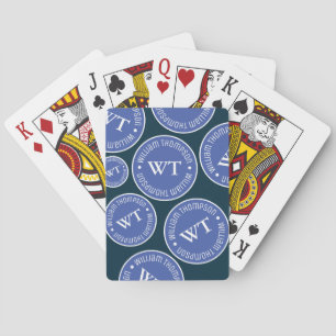Jeu De Cartes Nom Cercles bleus répétés Monogramme