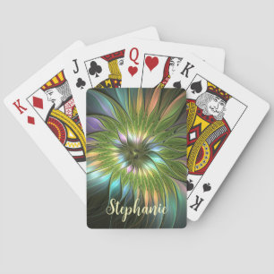 Jeu De Cartes Nom d'art fractal de fleur de fantaisie coloré lum