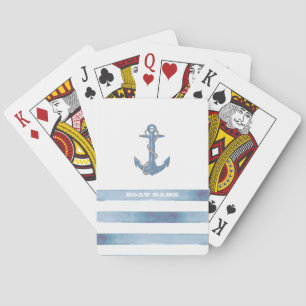 Jeu De Cartes Nom de bateau nautique, Ancre, Corde, Rayures bleu