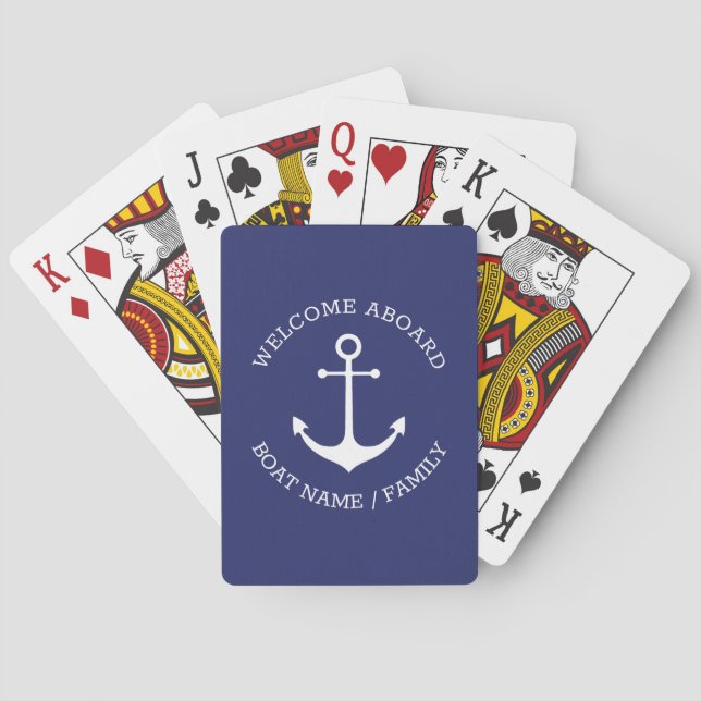 Jeu De Cartes Nom de bateau personnalisé Bienvenue à bord de l'a (dos)