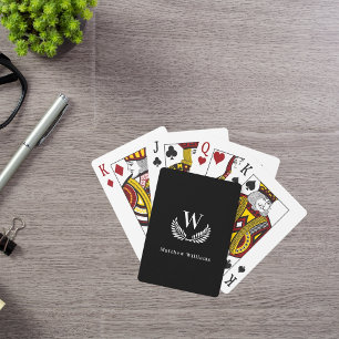 Jeu De Cartes Nom de couronne de laurier blanc noir monogramme