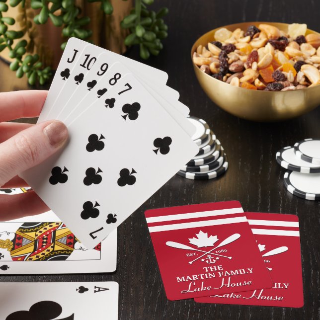 Jeu De Cartes Nom de famille | Canadian Maple Leaf Custom (In Situ)