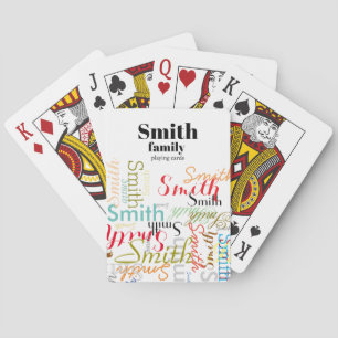 Jeu De Cartes Nom de famille coloré répété sur blanc