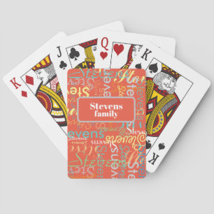 Jeu De Cartes Nom de famille coloré rouge-orange répété