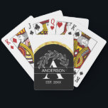 Jeu De Cartes Nom de famille Floral noir et blanc Monogramme<br><div class="desc">Nom de famille Stylish Black and White Floral Design monographique avec parties scintillant en faux or,  éléments floraux et typographie élégante. Design original et unique par Golden Bloom Home.</div>