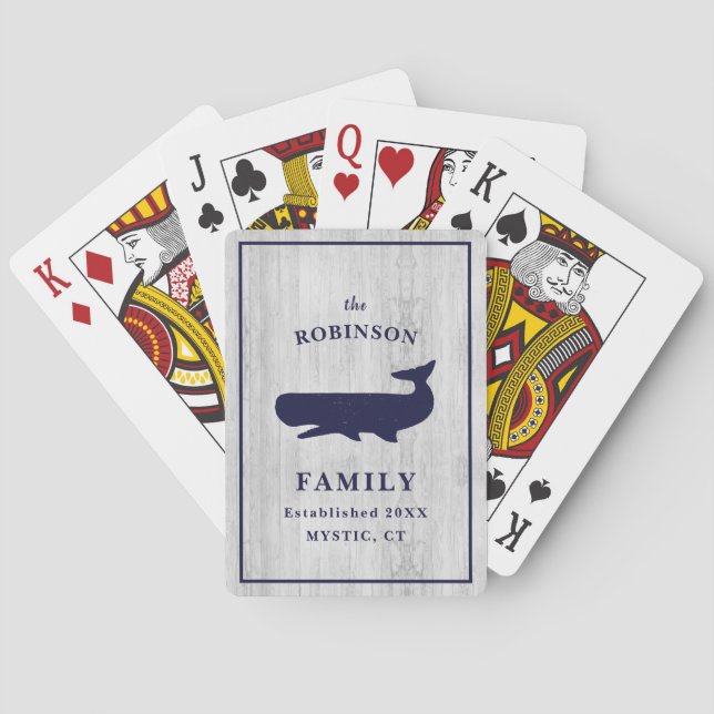 Jeu De Cartes Nom de famille nautique Monogram Beach House Rusti (dos)