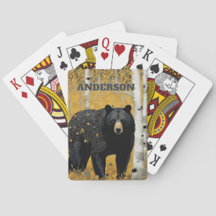 Jeu De Cartes Nom de famille personnalisé de l'ours noir rustiqu