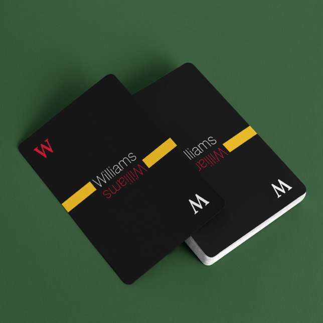 Jeu De Cartes Nom de famille personnalisé - noir élégant et pers (play the game)