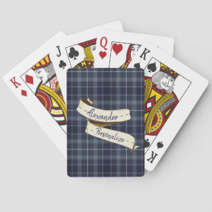 Jeu De Cartes Nom de la bannière Vintage plaid bleu marine perso