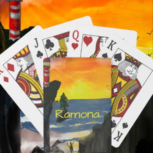 Jeu De Cartes Nom de la Personnaliser de coucher de soleil moder