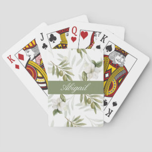 Jeu De Cartes Nom de la sauge intemporelle à l'aquarelle olive