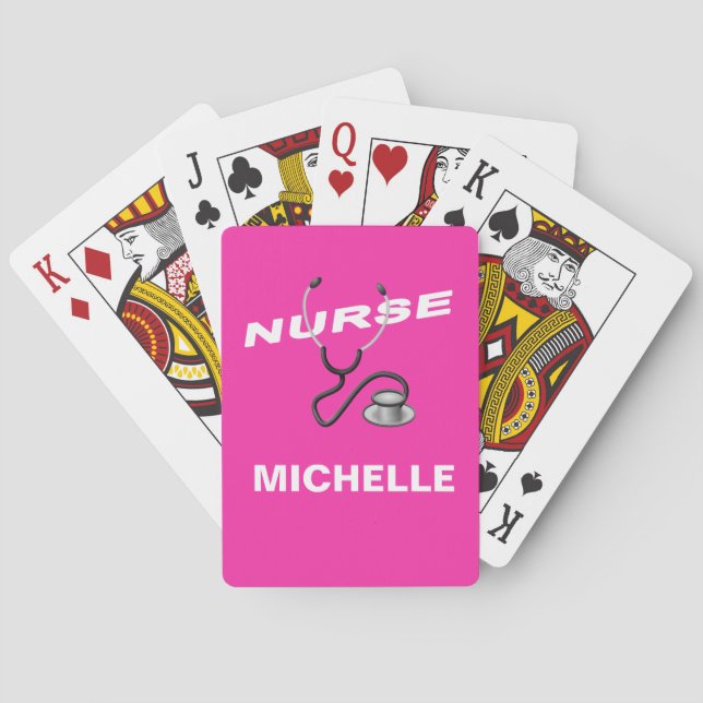 Jeu De Cartes Nom de l'infirmière personnalisée PINK (dos)