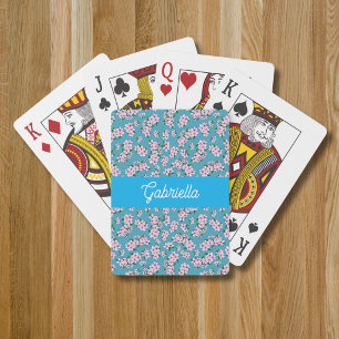 Jeu De Cartes Nom de motif floral de fleur de cerisier rose