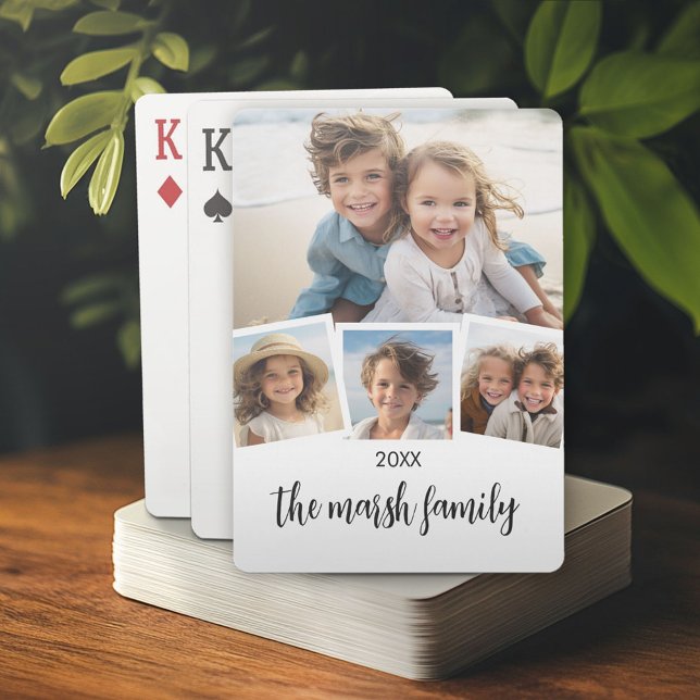 Jeu De Cartes Nom de script de collage photo tendance Blanc Noir (Custom Poker Playing Cards)