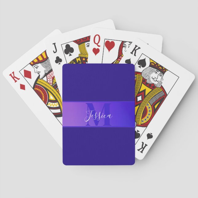Jeu De Cartes Nom de script élégant moderne & monogramme ombré v (dos)