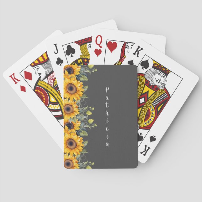 Jeu De Cartes Nom de script personnalisé Tendance Tournesols Jau (dos)