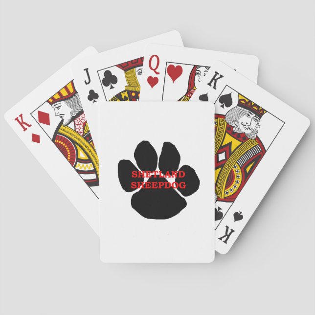 Jeu De Cartes Nom de Shetland Sheepdog Patte (dos)